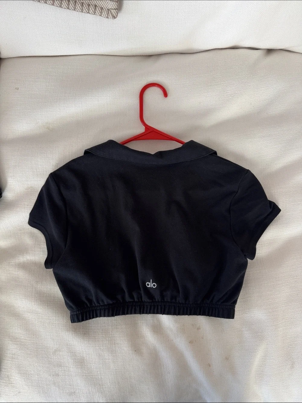 ALO Yoga Black Cropped Polo